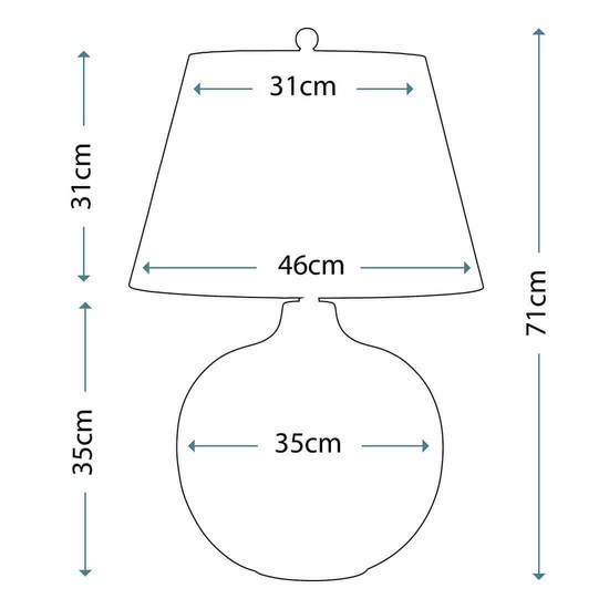 Elstead Laguna Tischleuchte E27 71cm Türkis und Graphitglasur Weiß, Made in UK