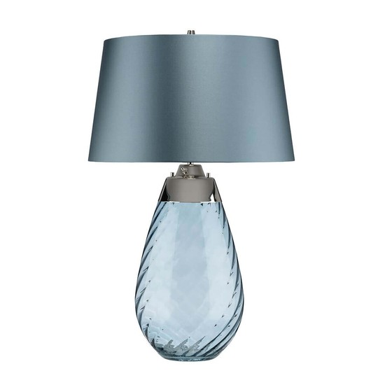 Elstead Lena Tischleuchte E27 74cm Blau getöntes Glas, Entenei-Blau Schirm Hellblau