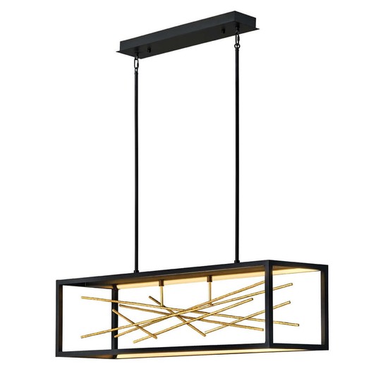 Elstead Styx LED Hängeleuchte 33cm Schwarz und vergoldetes Gold