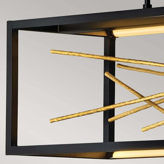 Elstead Styx LED Hängeleuchte 33cm Schwarz und vergoldetes Gold