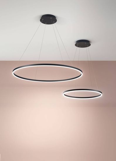 Fabas Luce LED Pendelleuchte Giotto Ø1000mm 60W Neutralweiß Schwarz dimmbar