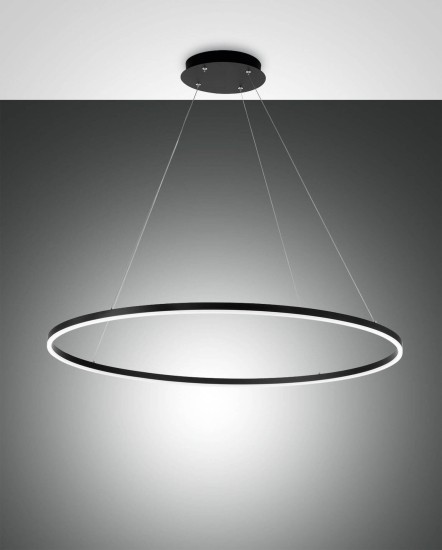 Fabas Luce LED Pendelleuchte Giotto Ø1000mm 60W Warmweiß Schwarz dimmbar