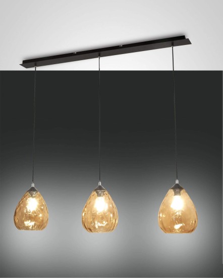 Fabas Luce Pendelleuchte Gisella E27 2000x1100mm Bernstein