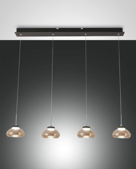 Fabas Luce LED Pendelleuchte Arabella 2000x140mm 32W Warmweiß Bernstein dimmbar