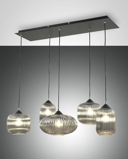 Fabas Luce Pendelleuchte Gillis E27 2000x900mm Schwarz Fumé