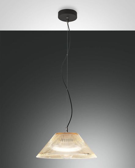 Fabas Luce Pendelleuchte Salento E27 Ø400mm Schwarz Bernstein, made in Italy