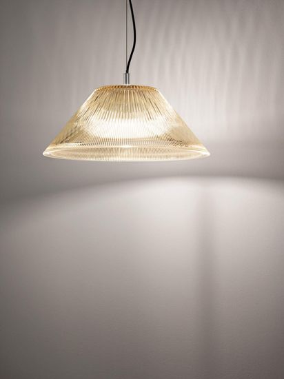 Fabas Luce Pendelleuchte Salento E27 Ø400mm Schwarz Bernstein, made in Italy