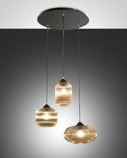 Fabas Luce Pendelleuchte Nordal E27 Ø580mm Schwarz Bernstein