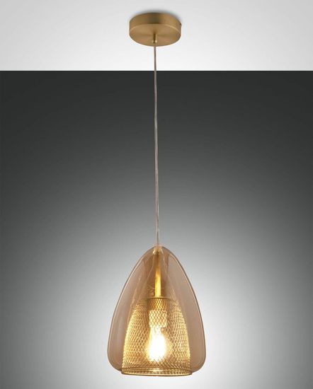 Fabas Luce Pendelleuchte Britton E27 Ø220mm Bernstein