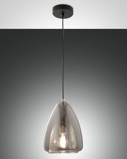 Fabas Luce Pendelleuchte Britton E27 Ø220mm Grau