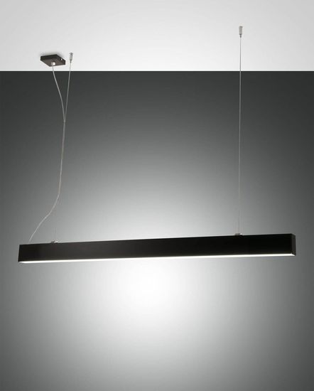 Fabas Luce LED Pendelleuchte Next 2000x46mm 21,5+23,5W Warmweiß Schwarz dimmbar, made in Italy