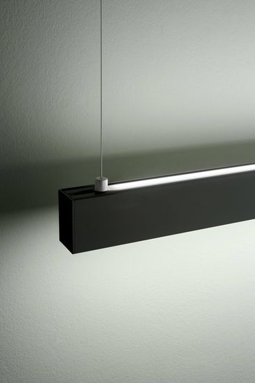 Fabas Luce LED Pendelleuchte Next 2000x46mm 21,5+23,5W Warmweiß Schwarz dimmbar, made in Italy