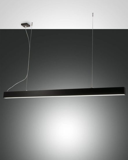 Fabas Luce LED Pendelleuchte Next 2000x46mm 28+30W Warmweiß Schwarz dimmbar, made in Italy