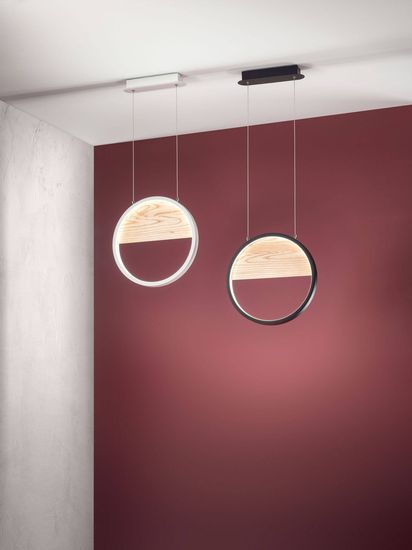 Fabas Luce LED Pendelleuchte Pierre Ø400mm 29W Warmweiß Schwarz dimmbar