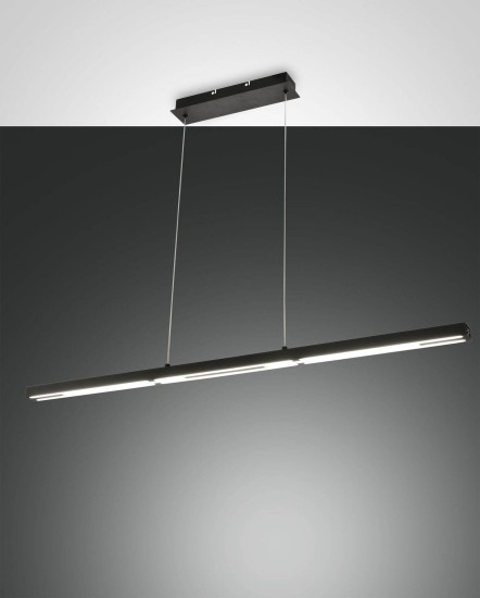 Fabas Luce LED Pendelleuchte Ling 2000x43mm 1x32+1x8W Warmweiß Schwarz dimmbar