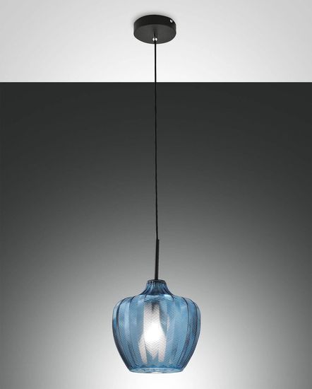 Fabas Luce Pendelleuchte Gallura E27 Ø250mm Azurblau