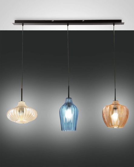 Fabas Luce Pendelleuchte Olbia E27 2000x1000mm Bernstein