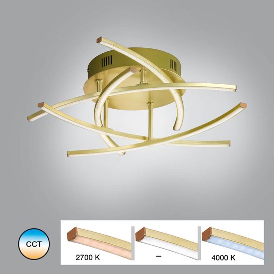 Fischer & Honsel Cross TW LED Deckenleuchte 5-fach 20,4W Tunable white steuerbar dimmbar Acrylblende messing + Fernbedienung 20050