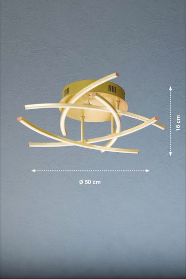 Fischer & Honsel Cross TW LED Deckenleuchte 5-fach 20,4W Tunable white steuerbar dimmbar Acrylblende messing + Fernbedienung 20050