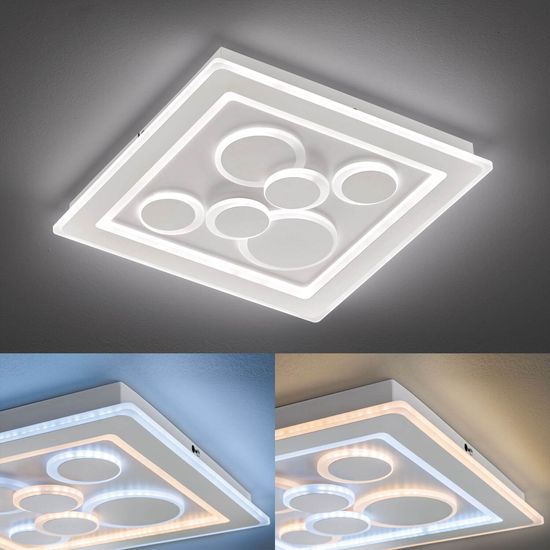 Fischer & Honsel Ratio LED Deckenleuchte 48,3W Tunable white steuerbar dimmbar Acrylglas weiß + Fernbedienung 20132