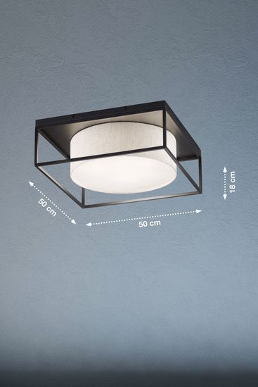 Fischer & Honsel Carre Deckenleuchte 3-fach E14 Stoffschirm sandfarben Leinen sandschwarz 21327
