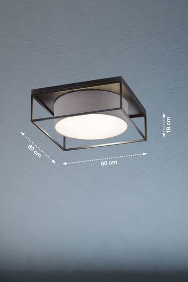 Fischer & Honsel Carre Deckenleuchte 4-fach E14 Stoffschirm grau Leinen sandschwarz 21330