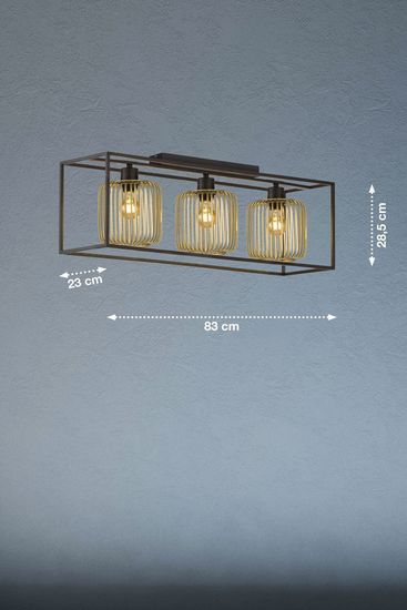 Fischer & Honsel Caydo Deckenleuchte 3-fach E27 Metallschirm goldfarben sandschwarz 21357