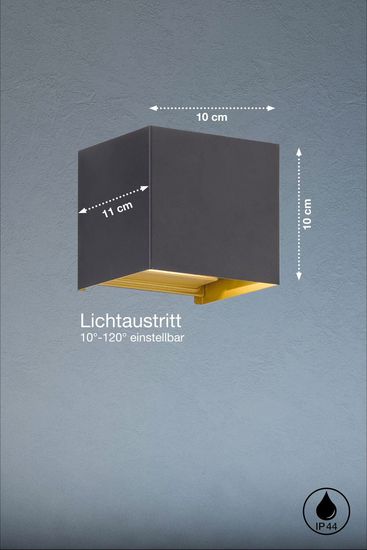 Fischer & Honsel Thore LED Wandleuchte 2-fach 5,7W warmweiss schwarz IP44 30339