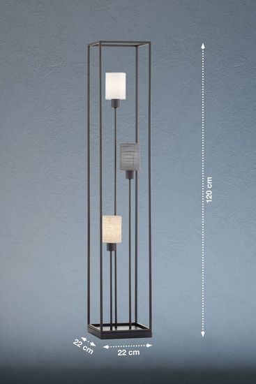 Fischer & Honsel Isko Stehleuchte 3-fach E14 schaltbar Stoffschirm weiß Leinen sandschwarz 40430