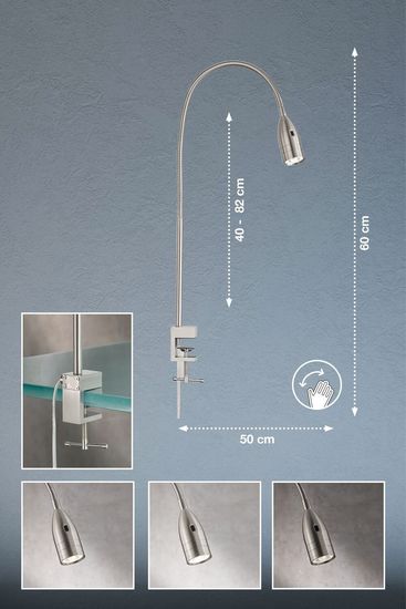 Fischer & Honsel Sten LED Klemmleuchte 4,6W warmweiss dimmbar nickel 50375