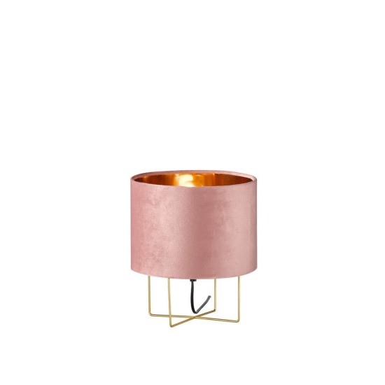 Fischer & Honsel Aura Tischlampe, Tischleuchte E27 Stoffschirm rose samt gold 50393