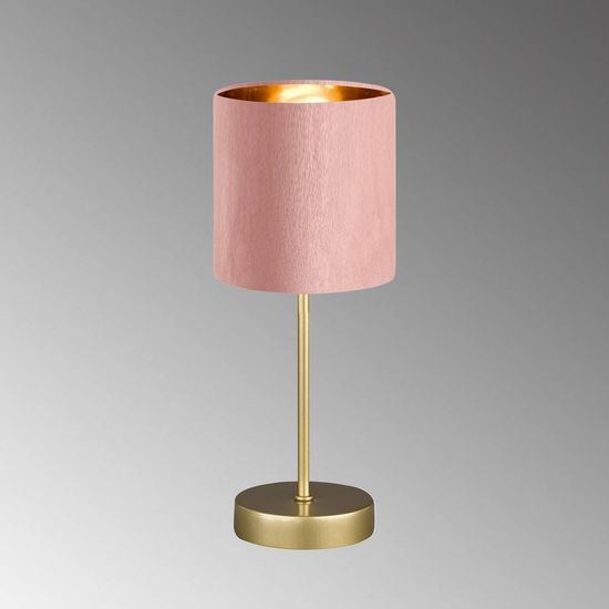 Fischer & Honsel Aura Tischleuchte E14 Stoffschirm rosé Samt, goldfarben gold 50493