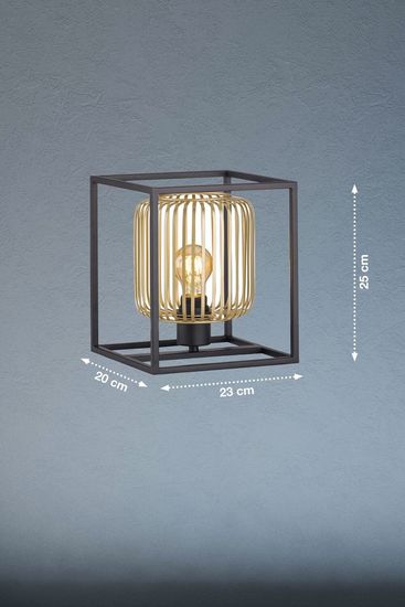 Fischer & Honsel Caydo Tischleuchte E27 schaltbar metallschirm goldfarben sandschwarz 50620
