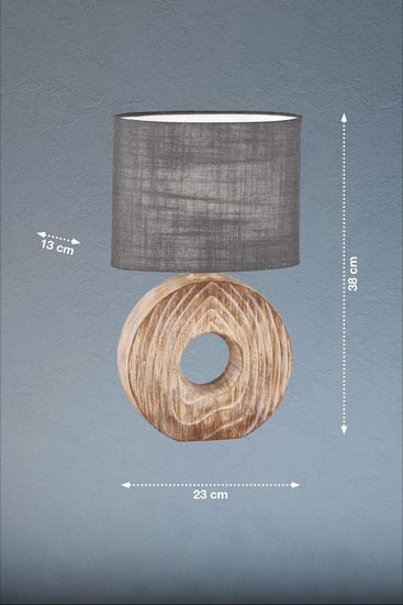 Fischer & Honsel Hanke Tischleuchte E14 Stoffschirm grau Leinen, weiß holz 50629