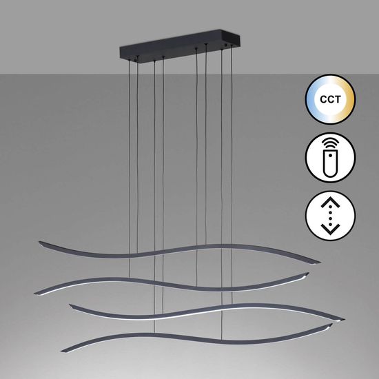 Fischer & Honsel Fisk LED Pendelleuchte 75,2W Tunable white steuerbar dimmbar sandschwarz + Fernbedienung 61042