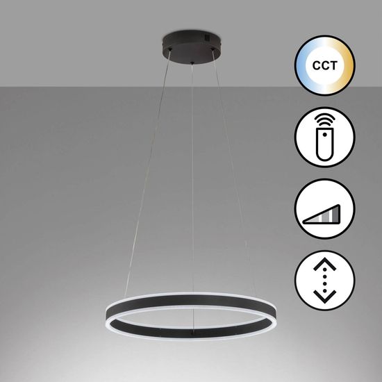 Fischer & Honsel Sirko LED Pendelleuchte 39,6W Tunable white steuerbar dimmbar sandschwarz + Fernbedienung 61047