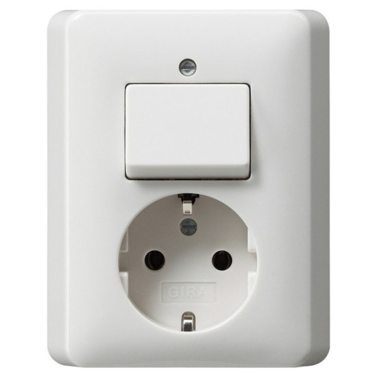 Gira 017603 Kombi Aus-Wechselschalter/SCHUKO Vollplatte Standard 55 Reinweiß