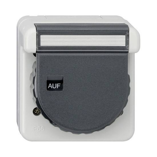 Gira 044031 SCHUKO-Steckdose KD Bajonett + Beschriftungsfeld WD AP Grau