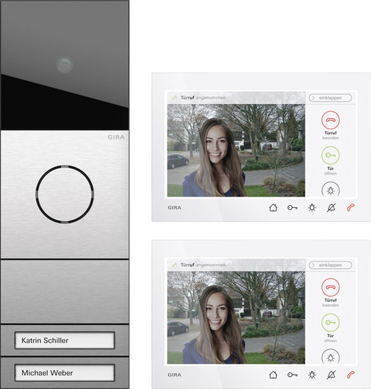 Gira 2432920 Zweifamilienhaus-Paket Wohnungsstation Video AP 7 System 106 Edelstahl