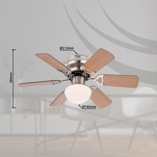 Globo Ugo E27 Ventilator Nickel Matt, Metall 28cm 307