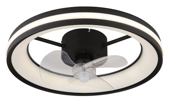 Globo Gatian LED Deckenventilator 30W CCT Schwarz Matt, Metall Fernbedienung Nachtlicht Ø49,5cm 03651