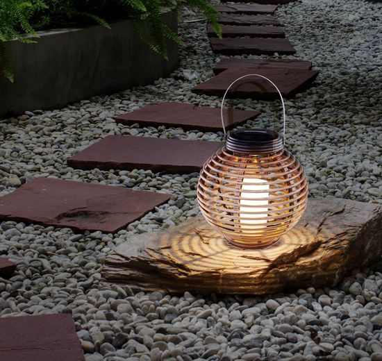 Globo Solarleuchte LED Solarleuchte 0,06W Warmweiß IP44 Rattan 23cm 33283