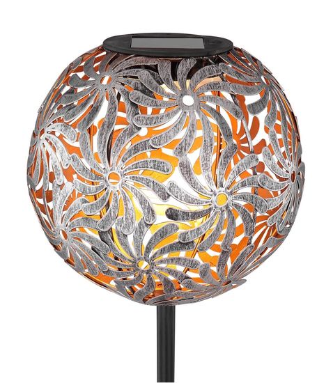 Globo Solarleuchte LED Solarleuchte 0,06W Warmweiß IP44 Silbergrau, Metall Ø18,5cm 33632