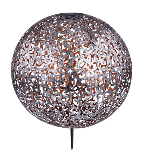 Globo Solarleuchte LED Solarleuchte 0,12W Warmweiß IP44 Silberfarben, Metall Ø40cm 33745G