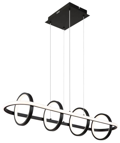 Globo Wolfhard LED Hängeleuchte 50W CCT Schwarz Matt, Metall Fernbedienung Nachtlicht 120cm 67194-60R