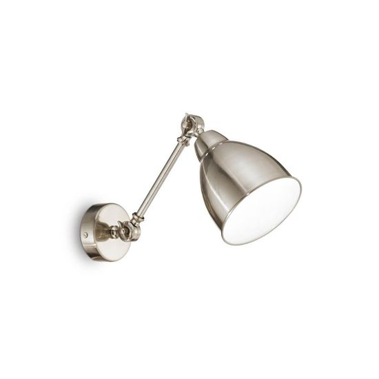 Ideal Lux NEWTON Wandleuchte E27 ⌀140mm dimmbar Nickel 016399