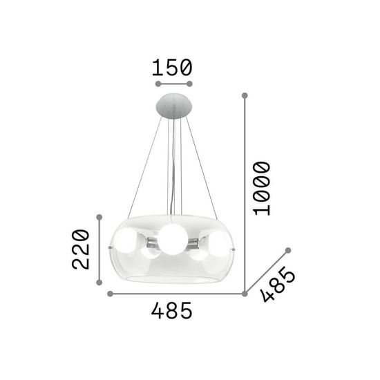 Ideal Lux AUDI-10 E27 Pendelleuchte 5x 5x8W ⌀485mm dimmbar Klar warmweiss 016863