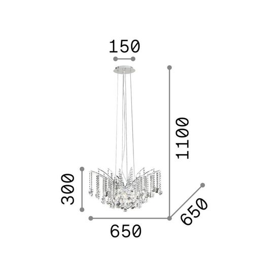 Ideal Lux AUDI-77 G9 Pendelleuchte 8x ⌀650mm dimmbar Chrom warmweiss 020556