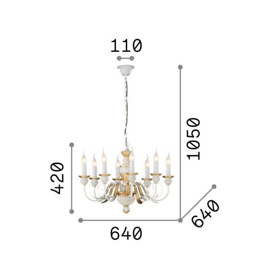 Ideal Lux FIRENZE Pendelleuchte E14 8-fach ⌀640mm dimmbar Gold 020839