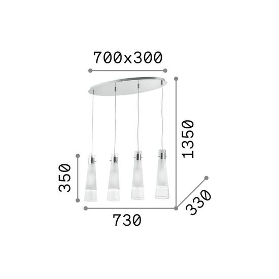 Ideal Lux KUKY Pendelleuchte E27 4-fach ⌀110mm dimmbar Klar 023038